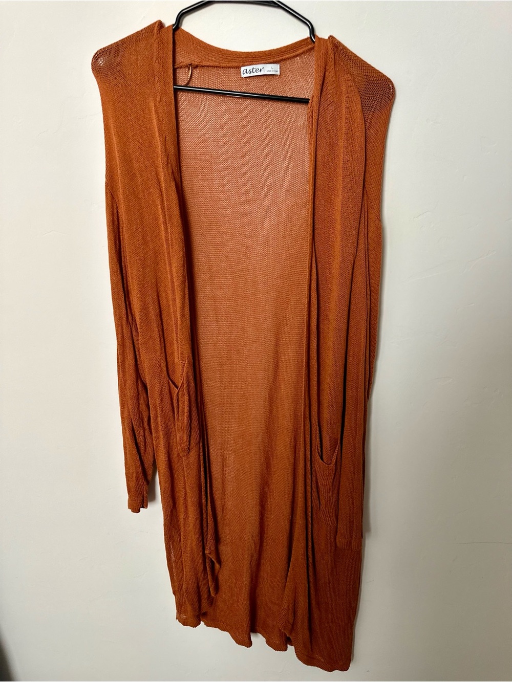 Women's Long Open-Front Cardigan in Rust